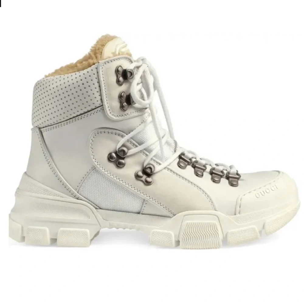 Gucci Journey FLASHTREK Leather Shearling Lug Sole Hiking Boots 38 - Picture 3 of 4